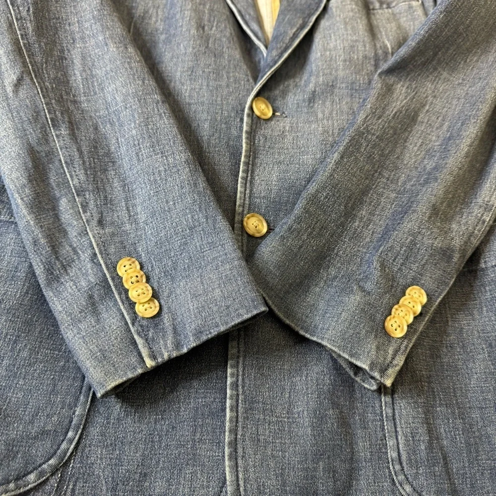 Paul Frederick Sport Coat Mens 38R Blue denim Blazer Two-Button Regular Fit